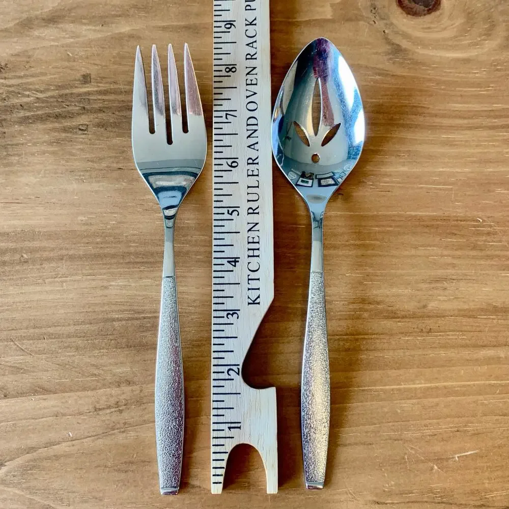 Oneida 1881 Rogers Stainless Steel Montina Indio Slotted Spoon Meat Fork Serving